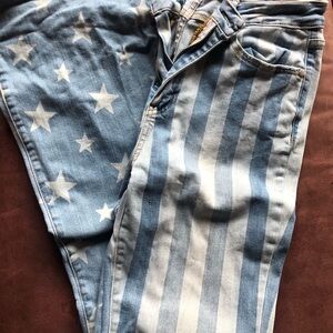 Judy Blue Light Blue & White Star-Stripe flare Jeans
